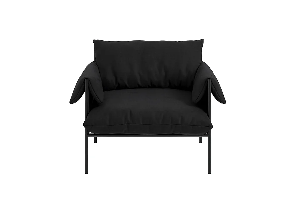 Wardour Minimalist Armchair in Onyx Houseweave with Matt Black Metal Legs