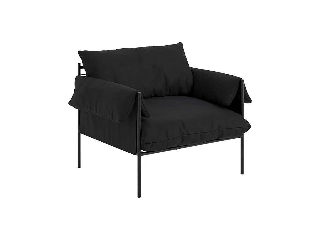 Wardour Minimalist Armchair in Onyx Houseweave with Matt Black Metal Legs