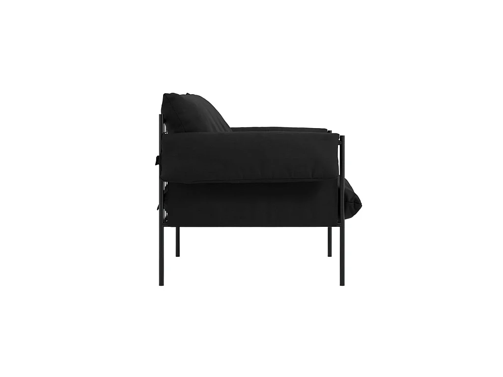 Wardour Minimalist Armchair in Onyx Houseweave with Matt Black Metal Legs
