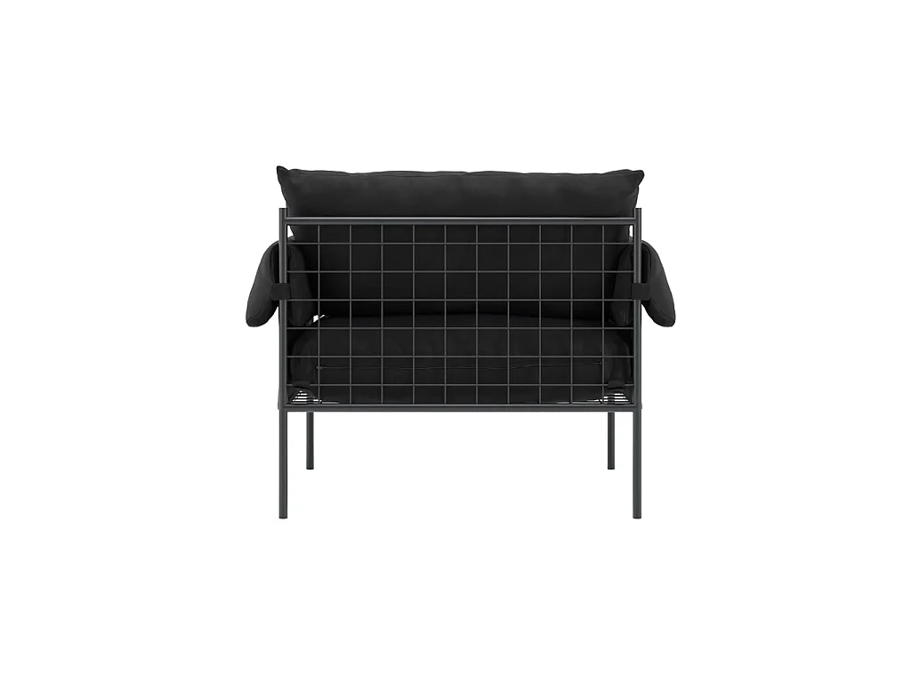 Wardour Minimalist Armchair in Onyx Houseweave with Matt Black Metal Legs