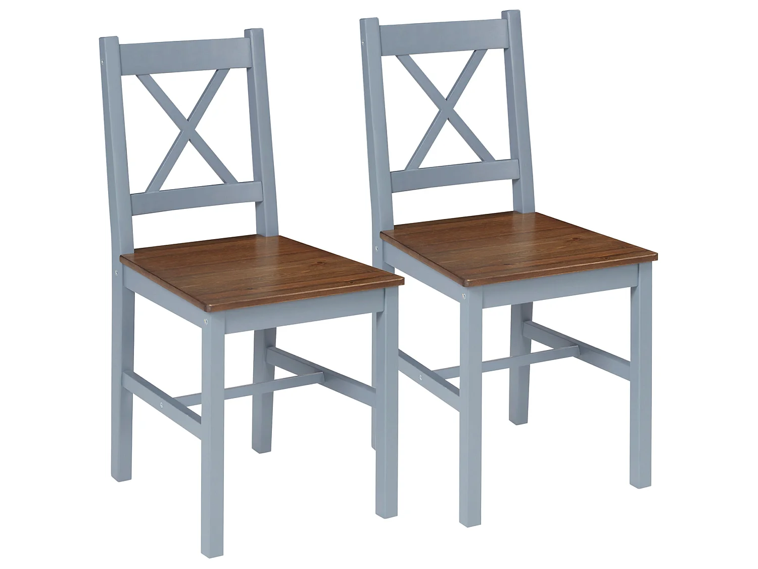 Vinnetti Solid Pine Cross Back Dining Chairs Set of 2 Grey Brown