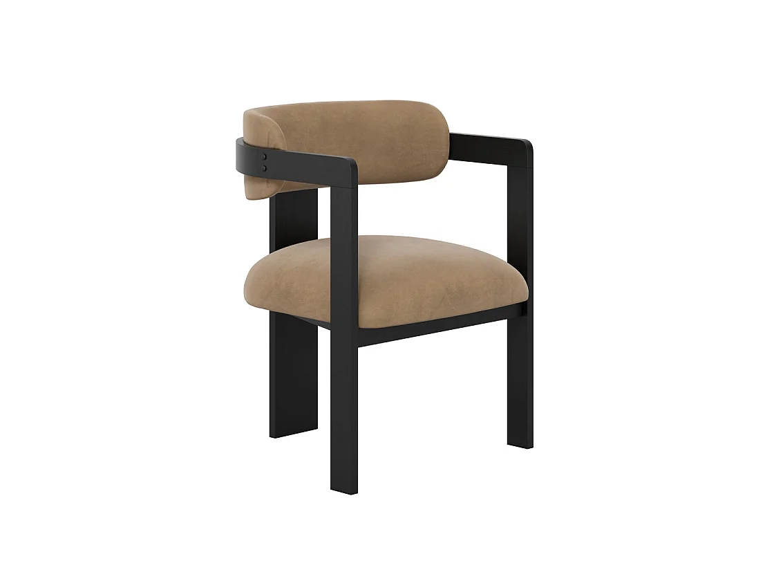 Thurles Tan Velvet Dining Chair with Black Wood Frame