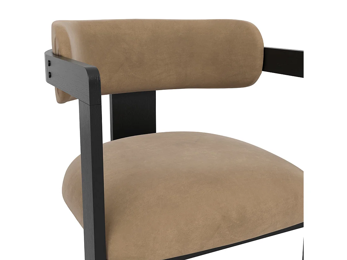 Thurles Tan Velvet Dining Chair with Black Wood Frame