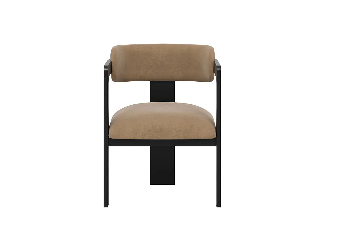 Thurles Tan Velvet Dining Chair with Black Wood Frame
