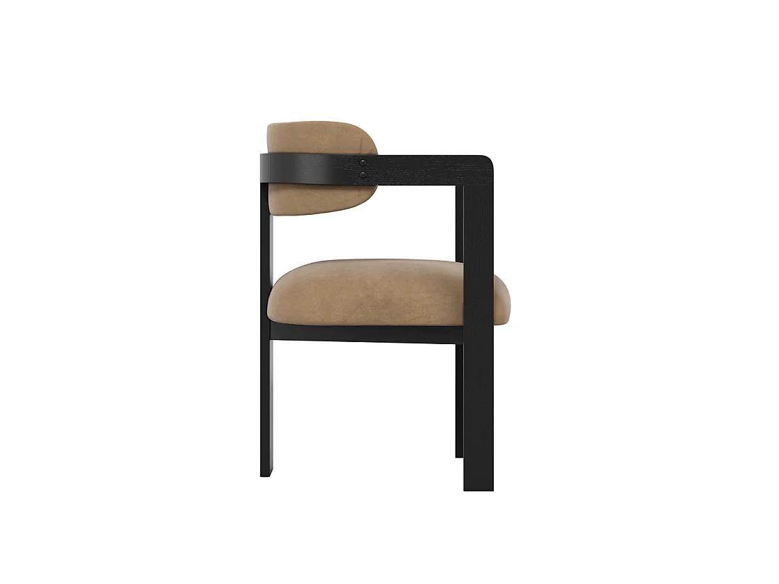 Thurles Tan Velvet Dining Chair with Black Wood Frame