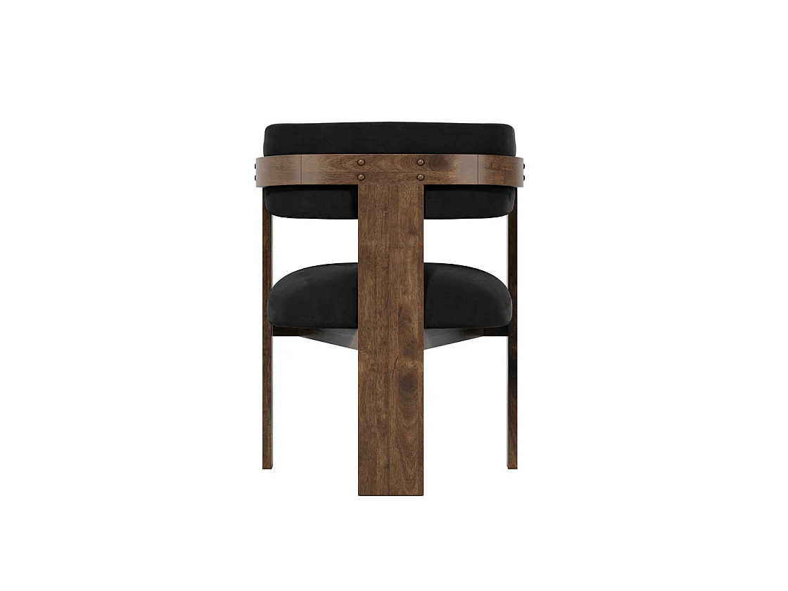 Thurles Upholstered Black Velvet Dining Chair with Walnut Wood Frame