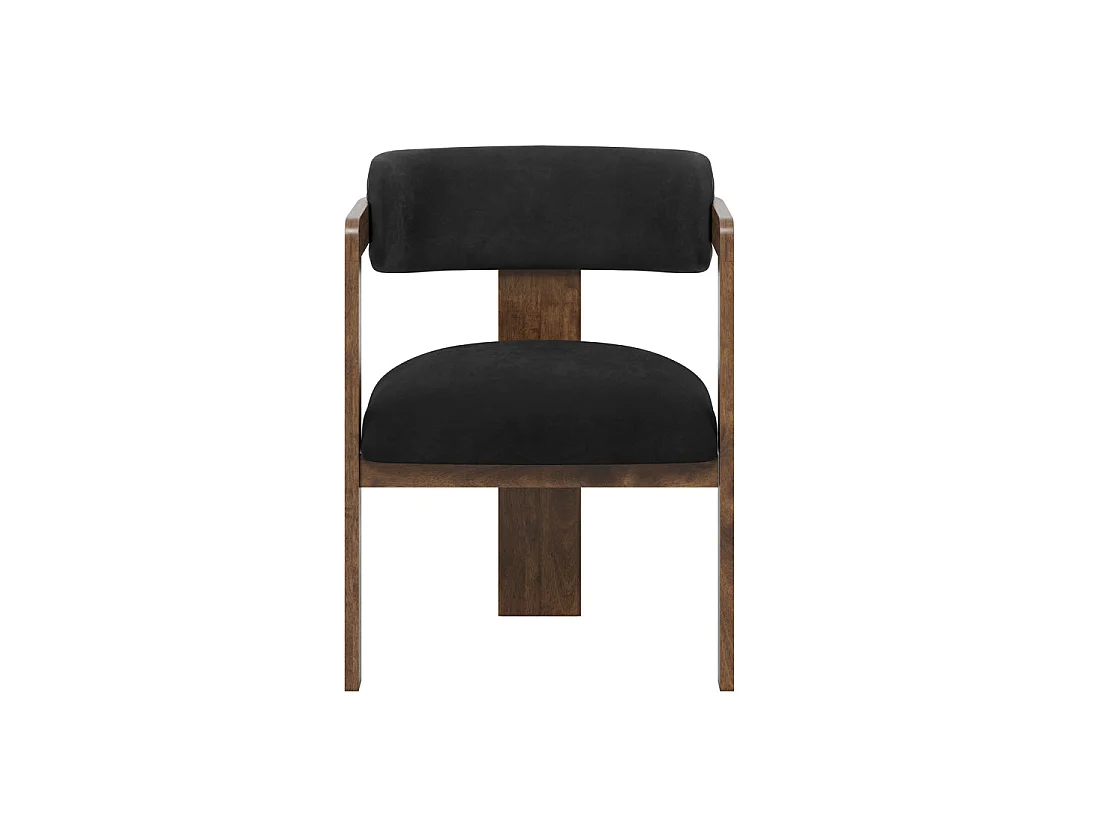 Thurles Upholstered Black Velvet Dining Chair with Walnut Wood Frame