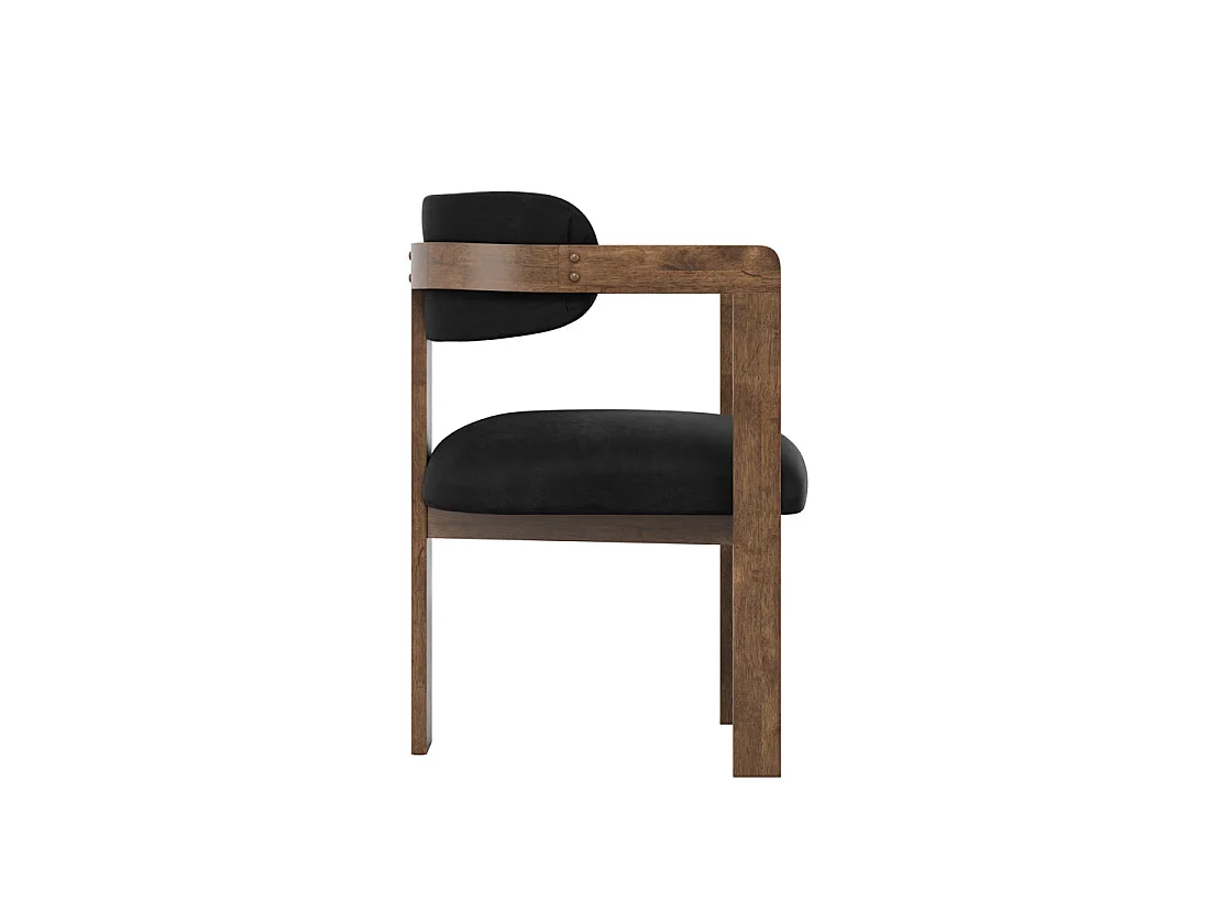 Thurles Upholstered Black Velvet Dining Chair with Walnut Wood Frame