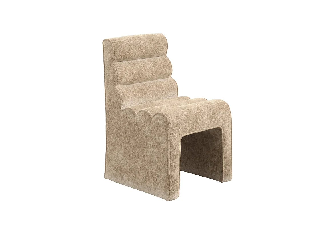 Midleton Retro Ribbed Honey Chenille Dining Chair Upholstered Sculptural Seat