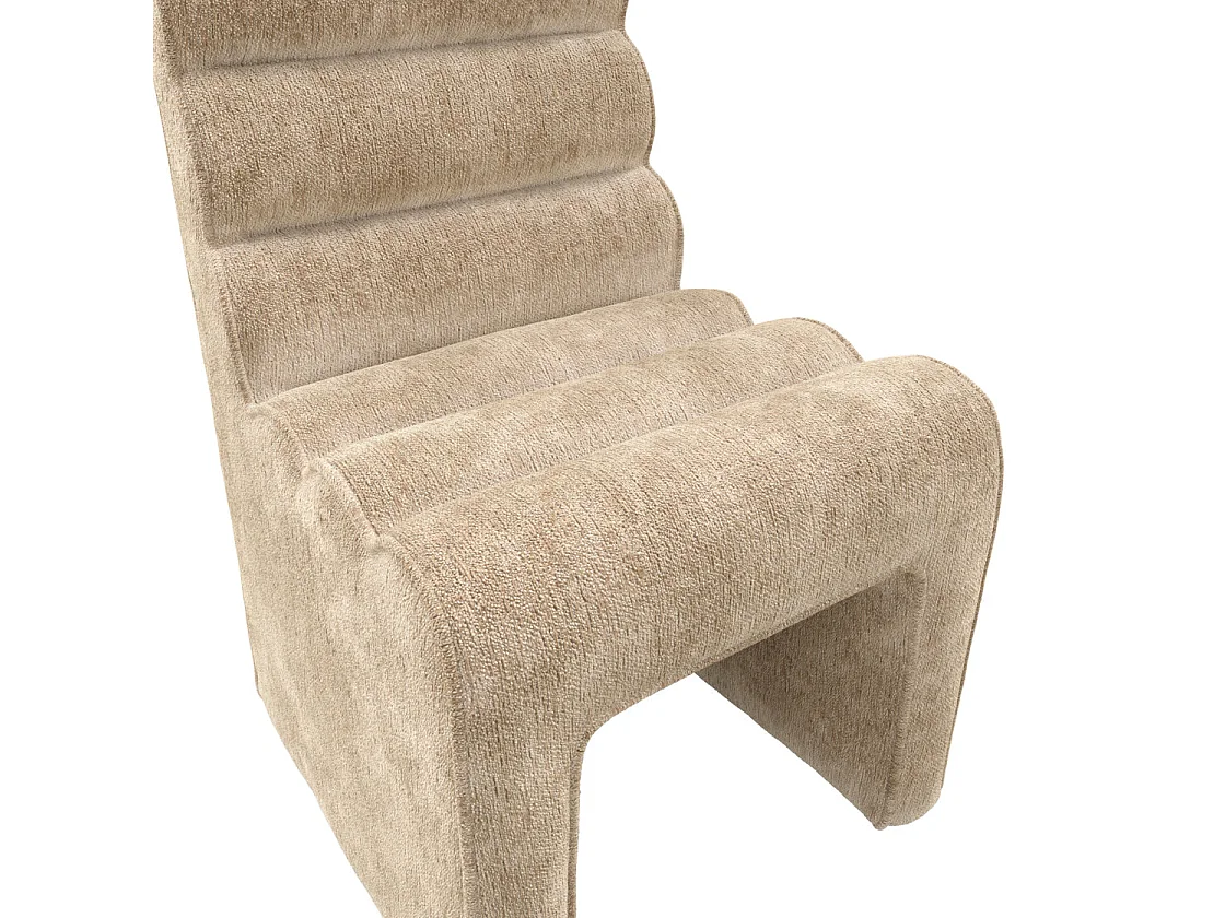Midleton Retro Ribbed Honey Chenille Dining Chair Upholstered Sculptural Seat