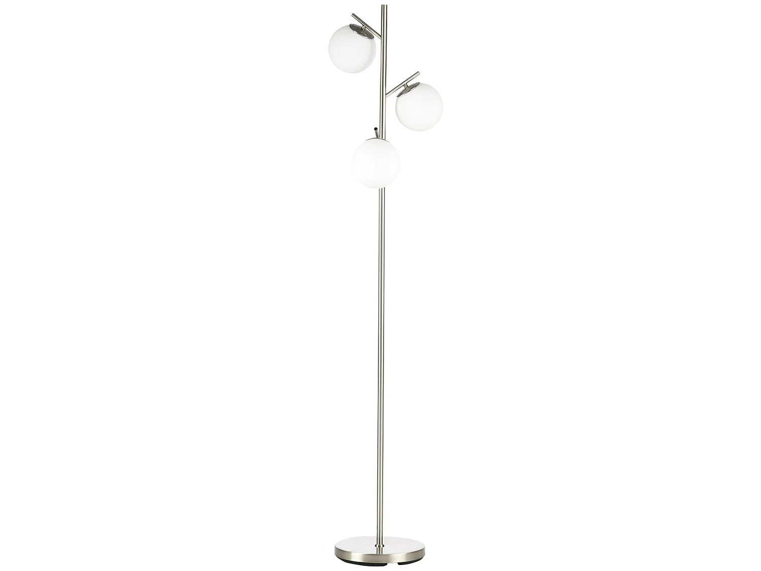 Moretta 3 Light Silver Tree Floor Lamp with Glass Globe Shades and Steel Base