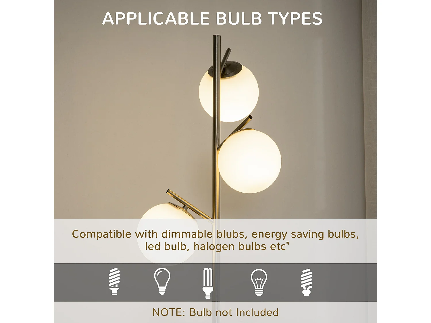 Moretta 3 Light Silver Tree Floor Lamp with Glass Globe Shades and Steel Base