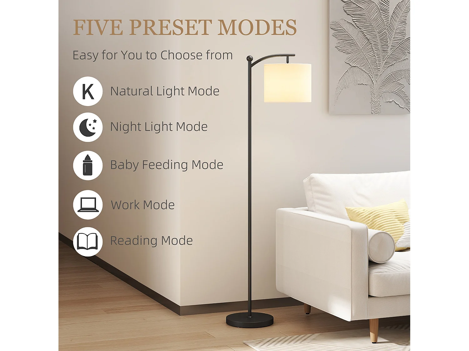 Mota Nelo Black Metal LED Floor Lamp With Remote 11 Step Brightness and Colour Control