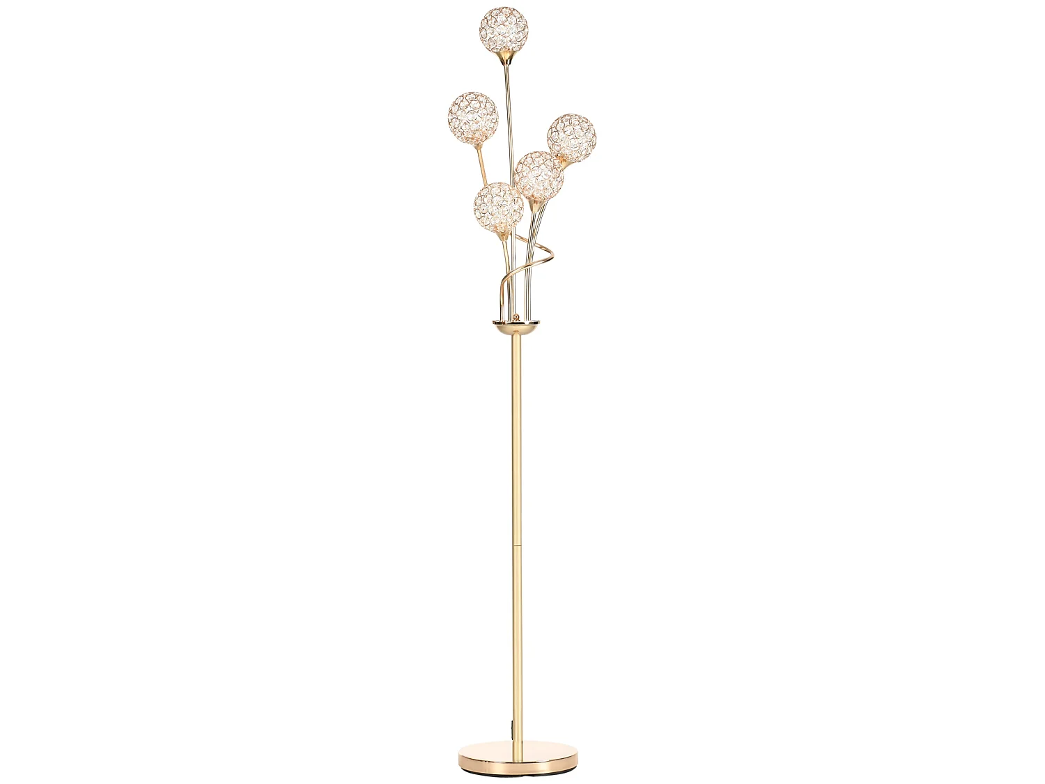 Rarodi Gold Tone Crystal 5 Light Upright Floor Lamp 156cm