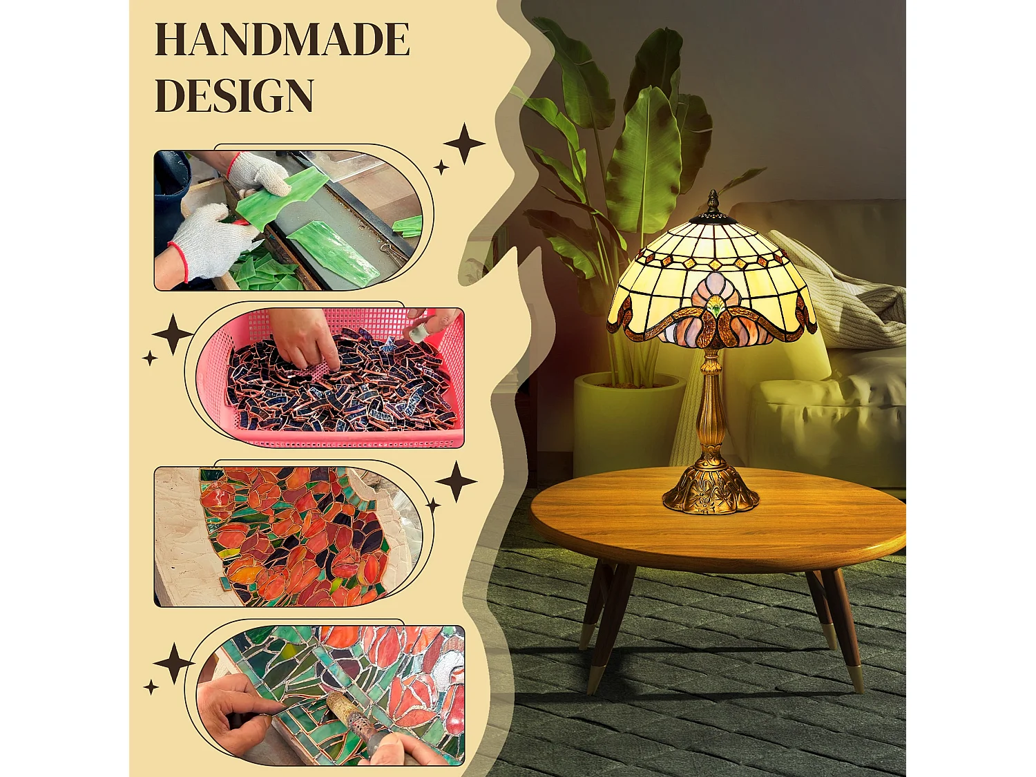 Noka Multi Colour Handcrafted Stained Glass Table Lamp