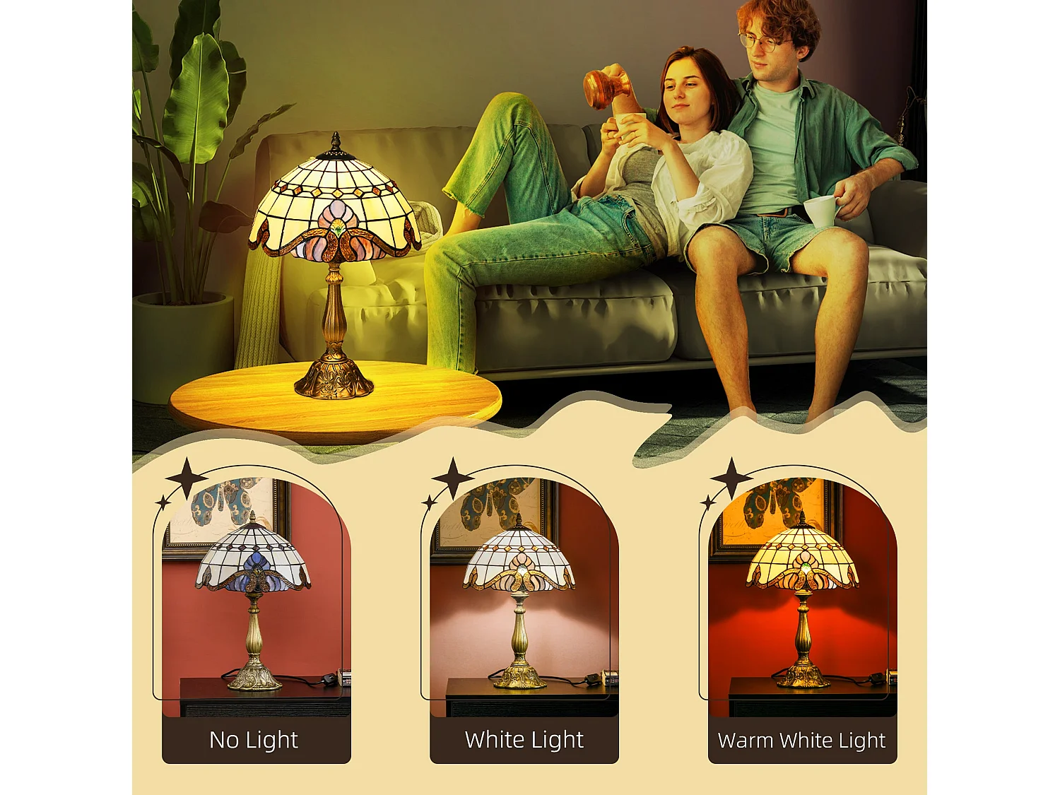 Noka Multi Colour Handcrafted Stained Glass Table Lamp