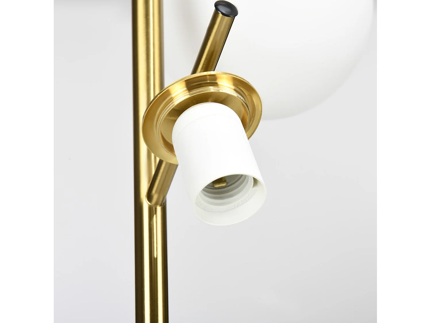 Lidi 3 Light Metal Tree Floor Lamp Gold Tone with White Globe Shades Adjustable 3000K 6000K