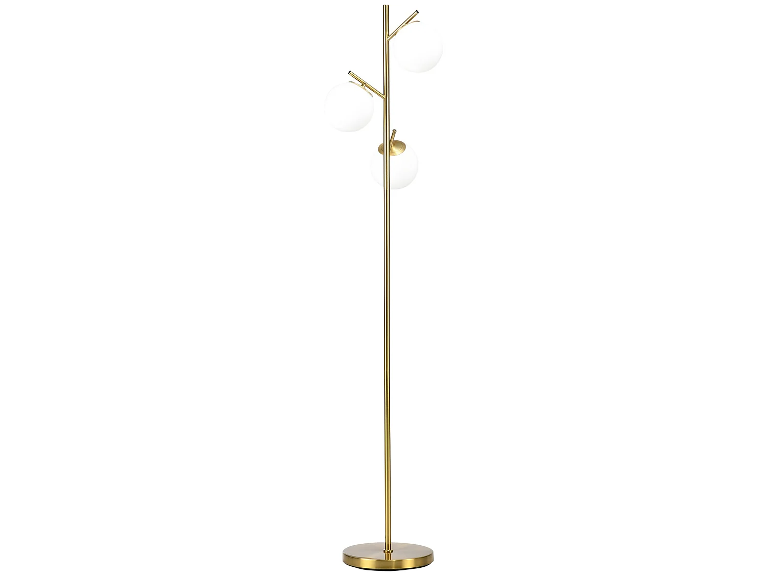 Tasozi 3 Light Gold Tree Floor Lamp with White Globe Shades