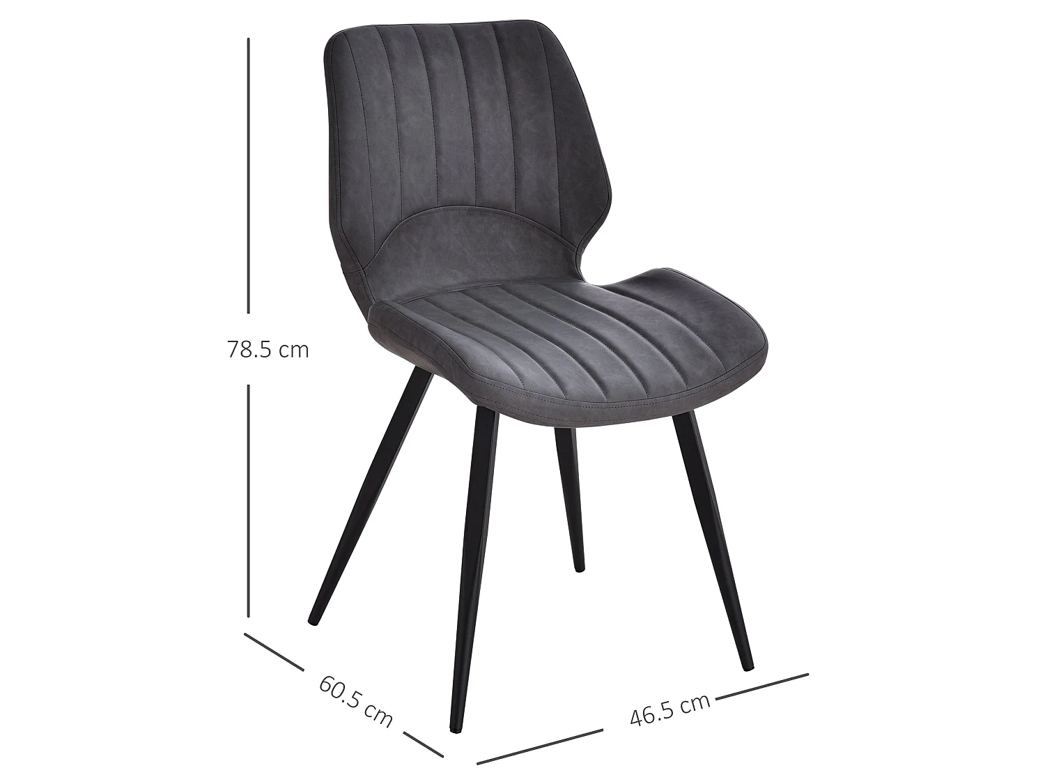 Vielco Set of 2 Grey Faux Leather Dining Chairs with Steel Frame