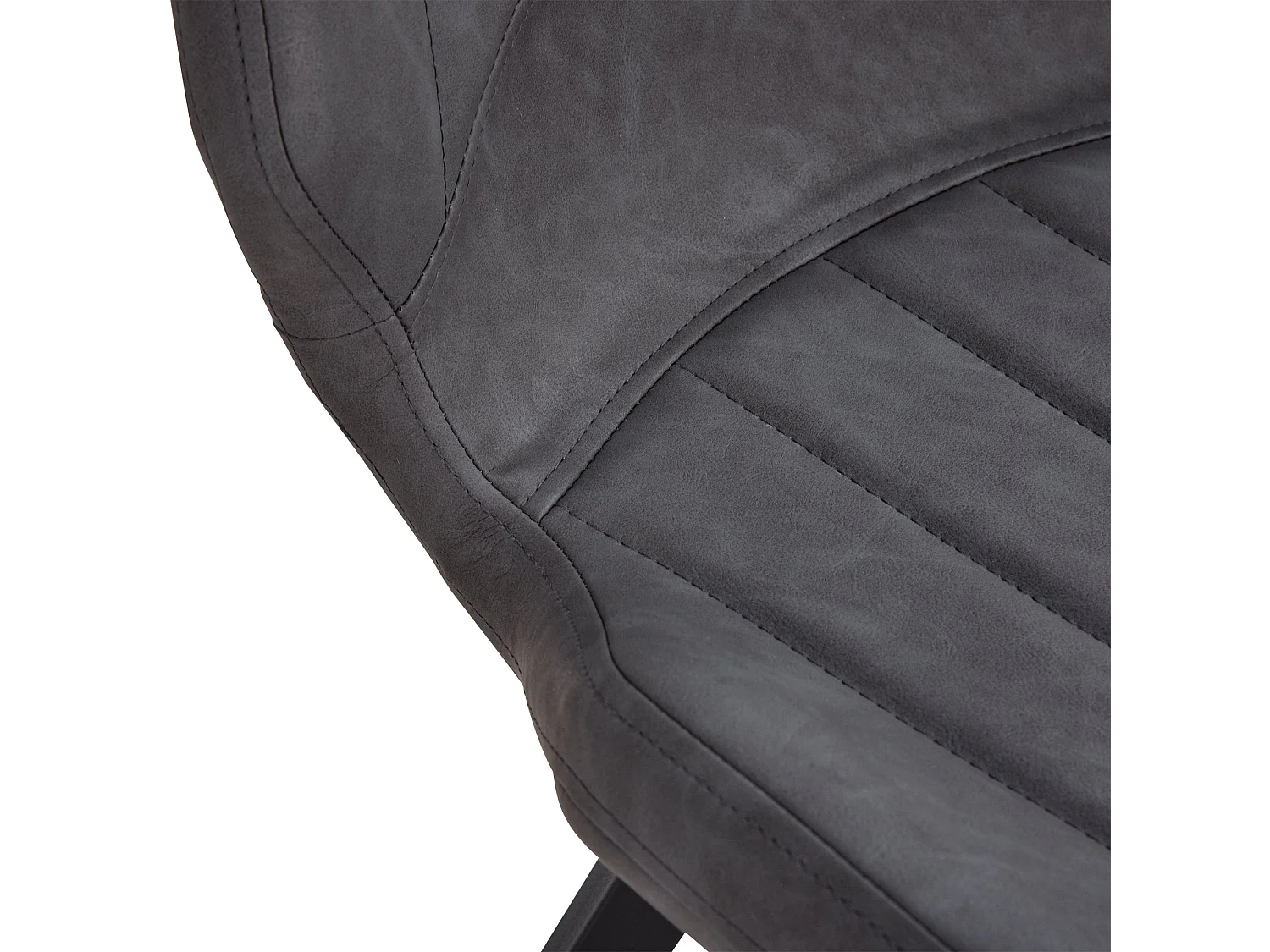 Vielco Set of 2 Grey Faux Leather Dining Chairs with Steel Frame