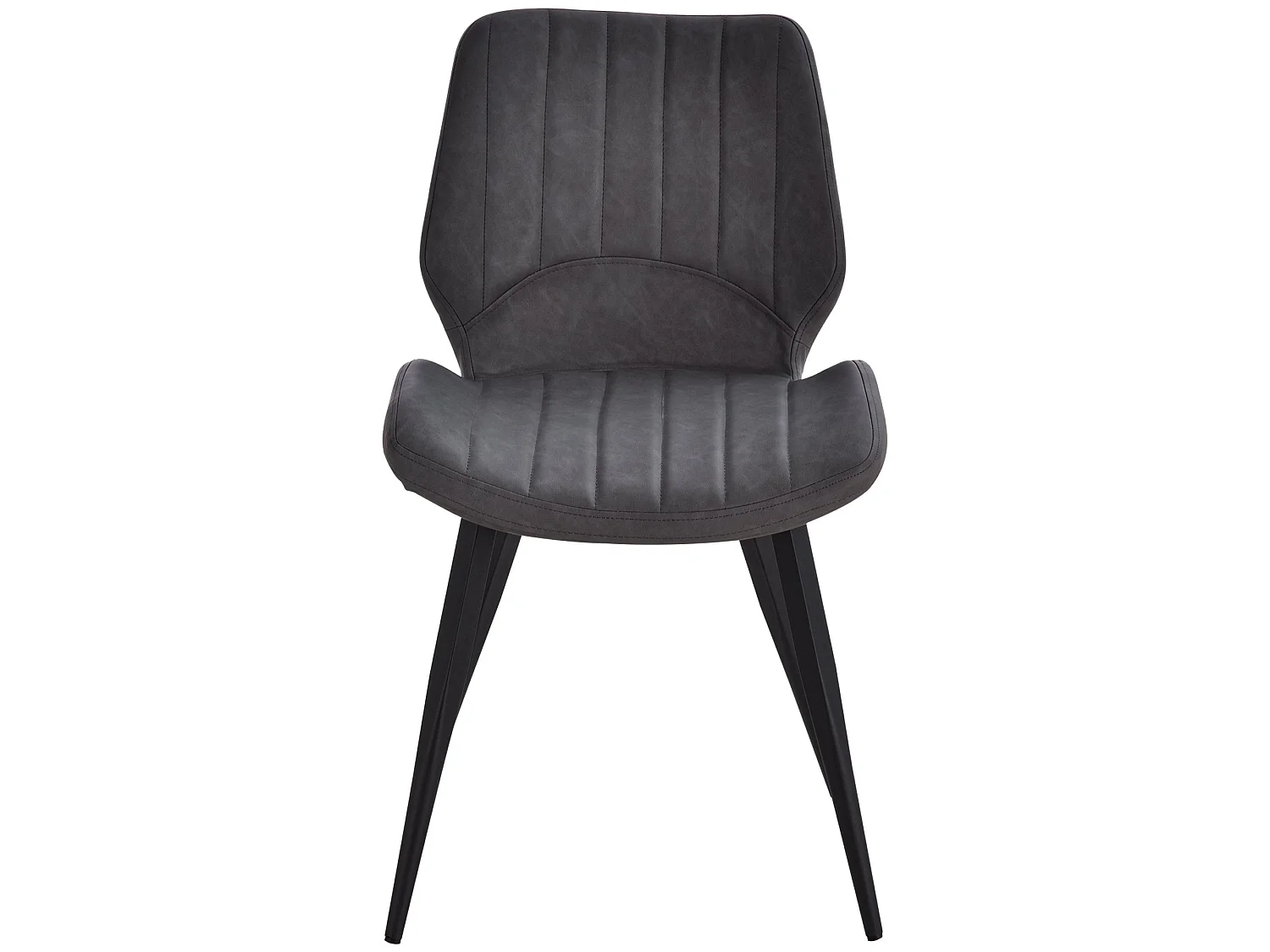 Vielco Set of 2 Grey Faux Leather Dining Chairs with Steel Frame