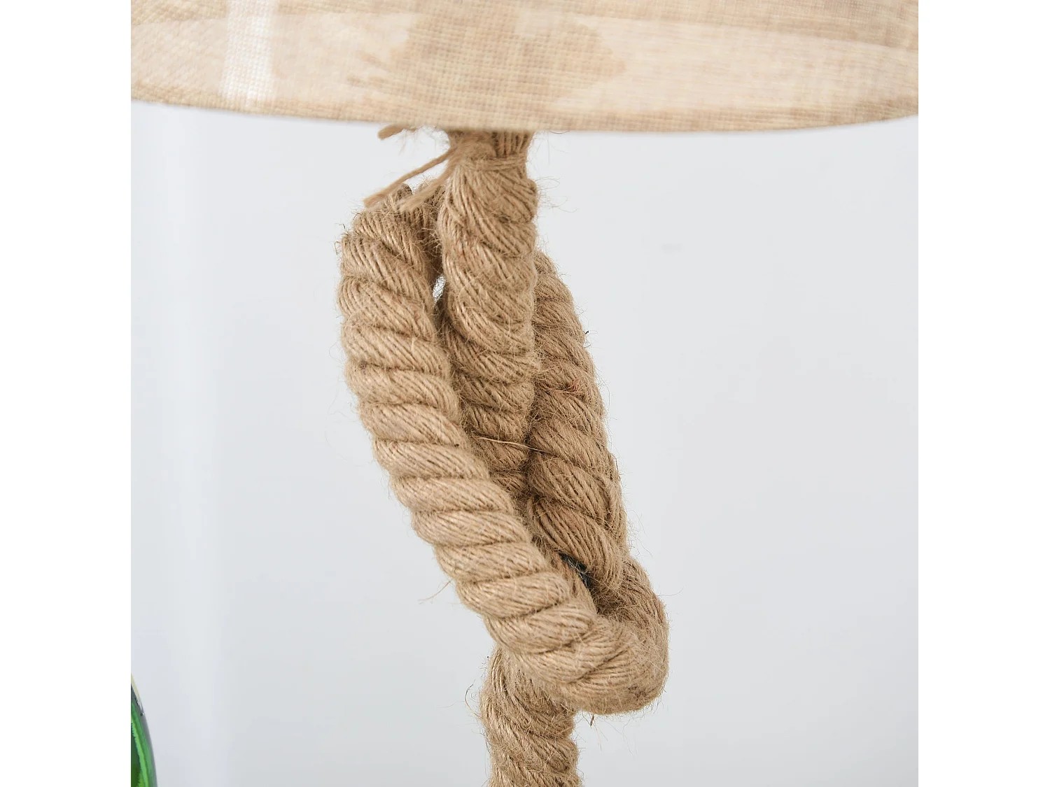 Virepa 48cm Nautical Table Lamp Stainless Steel Frame Rope Wrapped Beige Fabric Shade