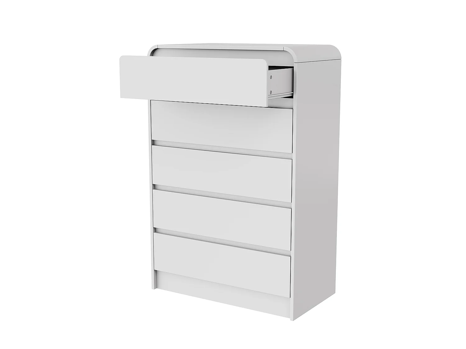 Commode basse pour chambre à coucher, pour adultes, 5 tiroirs, blanche, en bois avec éclairage LED, meuble de rangement pour entrée, 73x40x110 cm