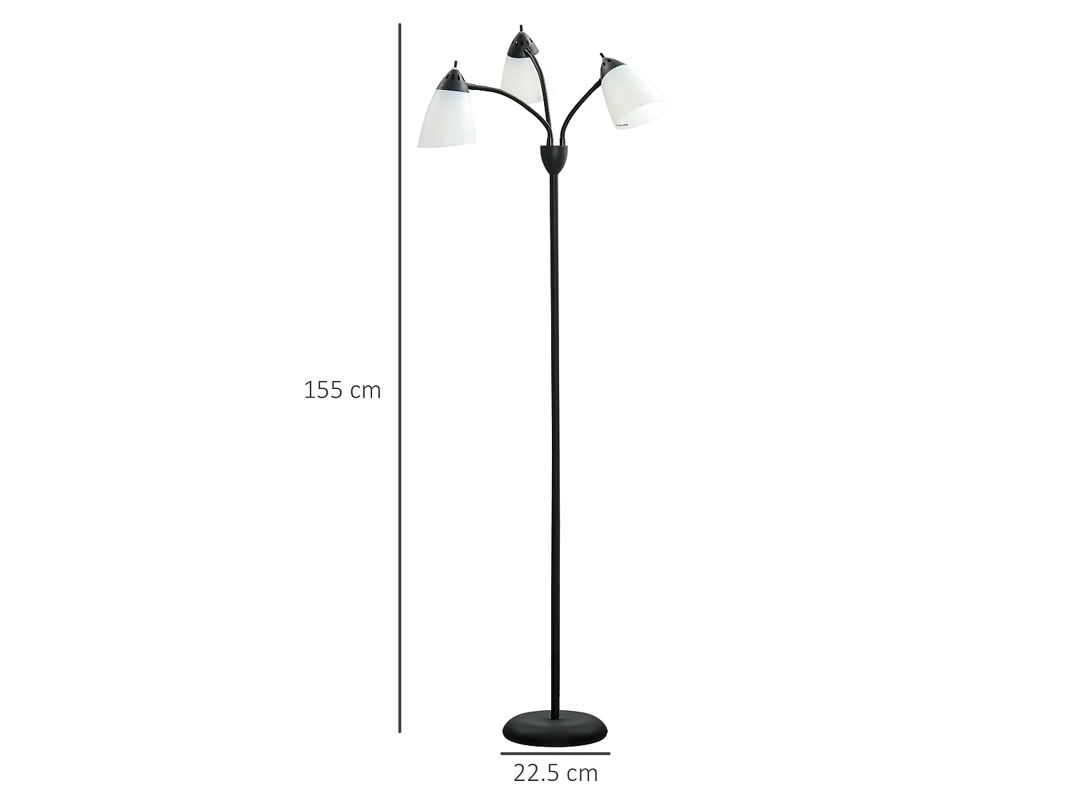 Diyoni Black Metal Arc Tree Floor Lamp 155cm with 3 Adjustable Rotating E27 Lights
