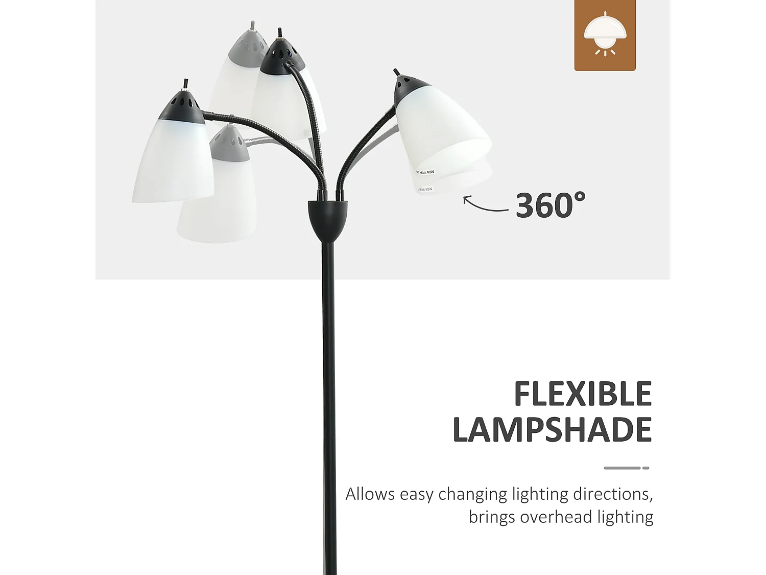 Diyoni Black Metal Arc Tree Floor Lamp 155cm with 3 Adjustable Rotating E27 Lights