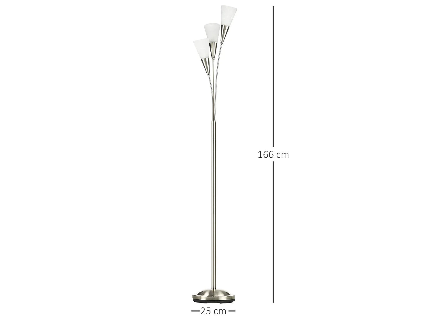 Karo 3 Light Floor Lamp Brushed Nickel and White 166cm