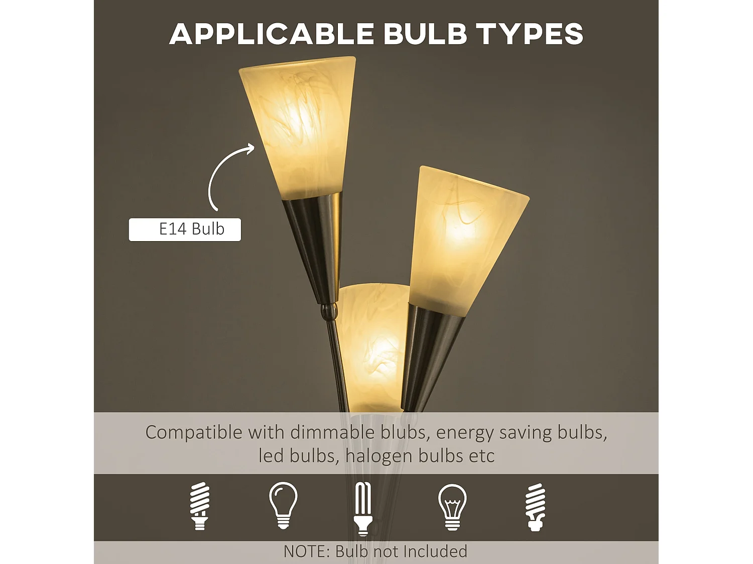 Karo 3 Light Floor Lamp Brushed Nickel and White 166cm