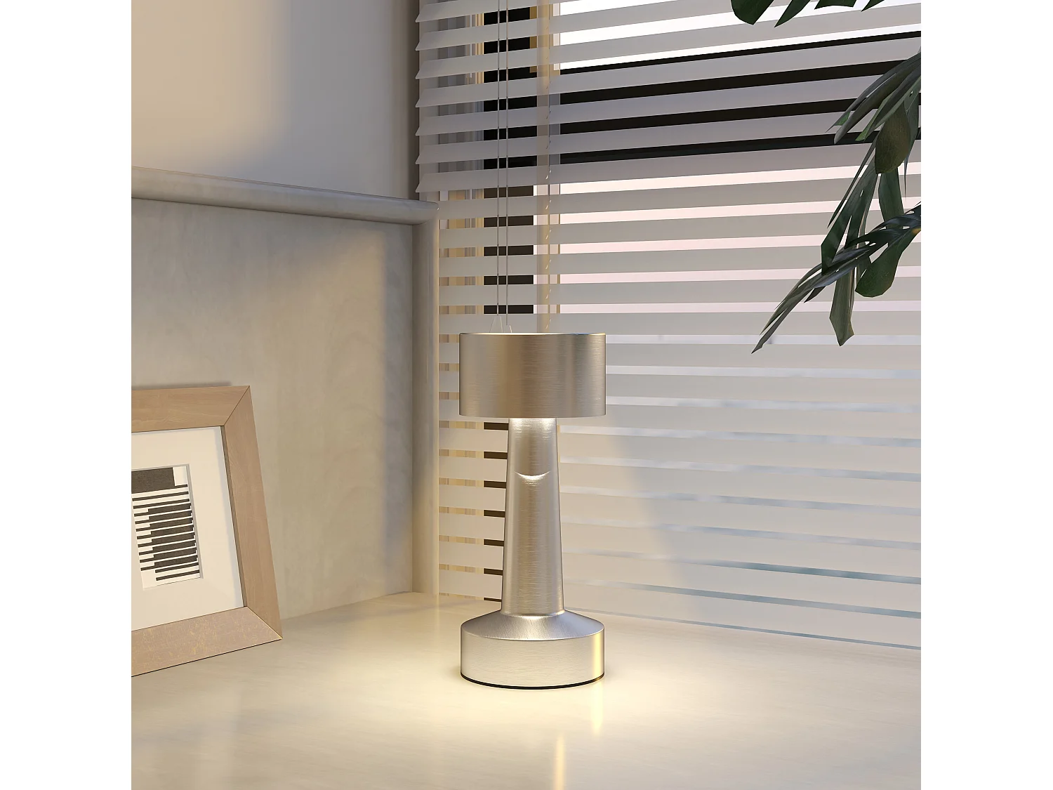 Dova Silver Cordless Touch LED Table Lamp Rechargeable Battery 3 Colour Modes