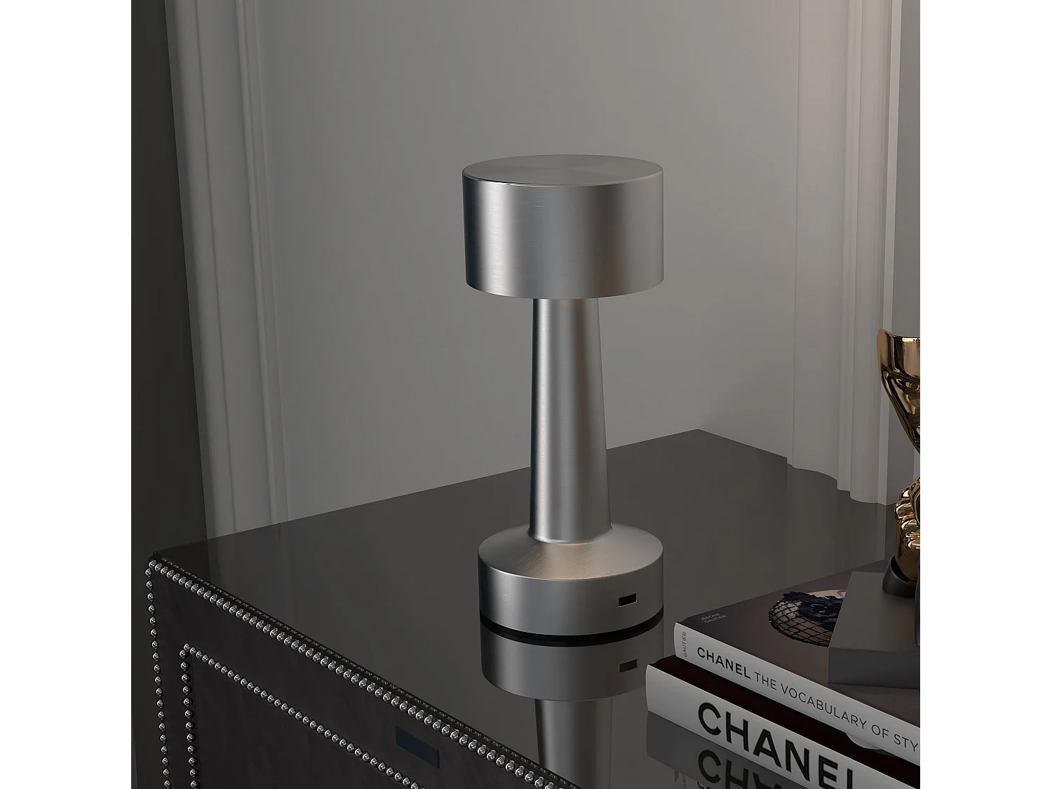 Dova Silver Cordless Touch LED Table Lamp Rechargeable Battery 3 Colour Modes