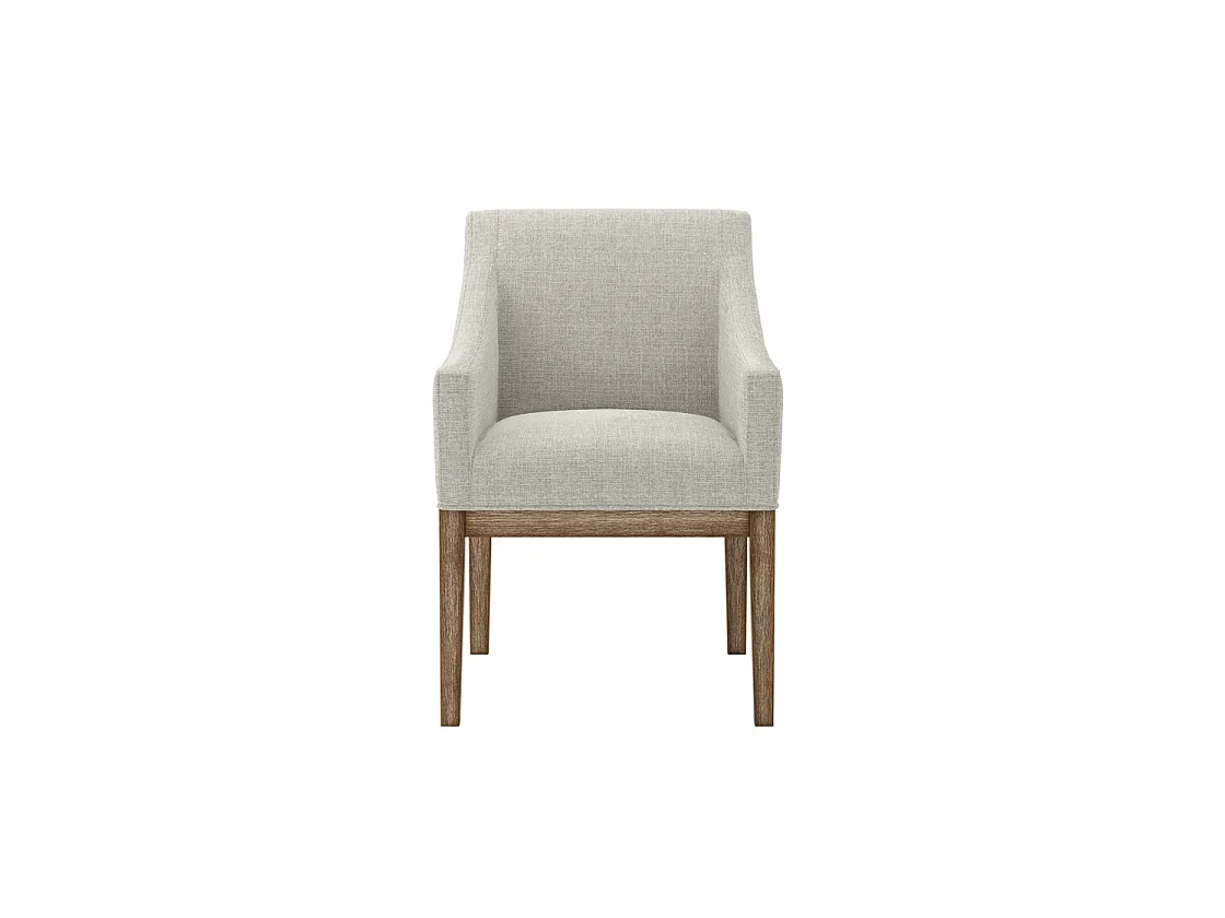 Athenry Linen Effect Upholstered Dining Chair with Natural Wood Frame and Arms