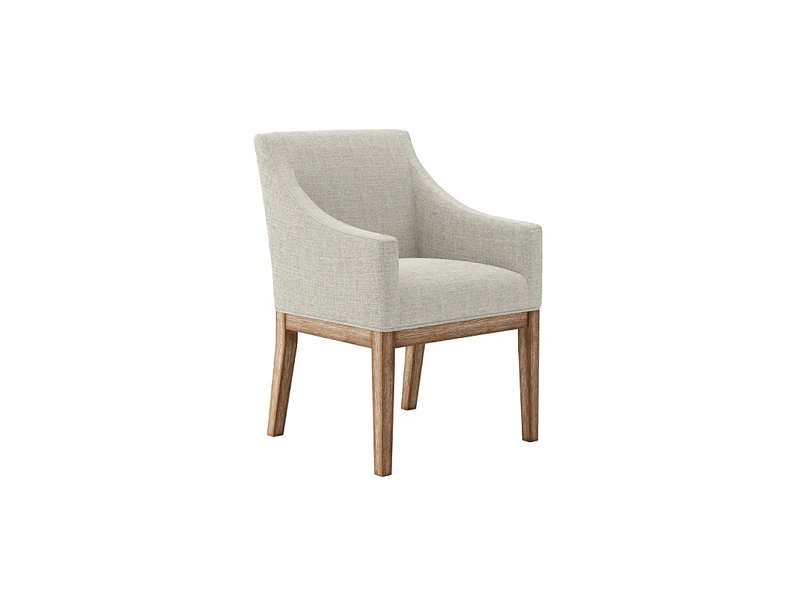 Athenry Linen Effect Upholstered Dining Chair with Natural Wood Frame and Arms