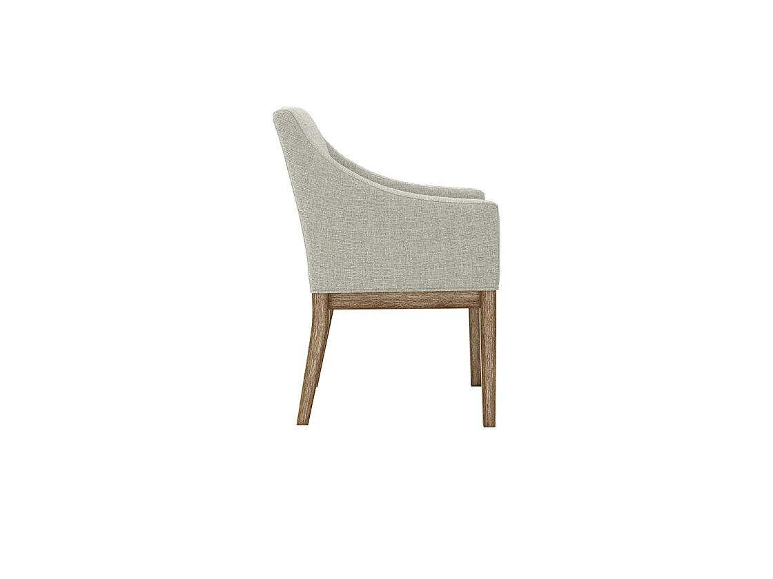 Athenry Linen Effect Upholstered Dining Chair with Natural Wood Frame and Arms
