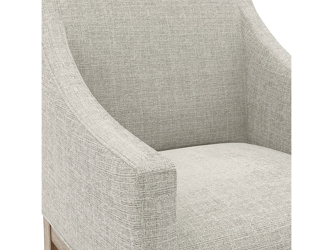 Athenry Linen Effect Upholstered Dining Chair with Natural Wood Frame and Arms
