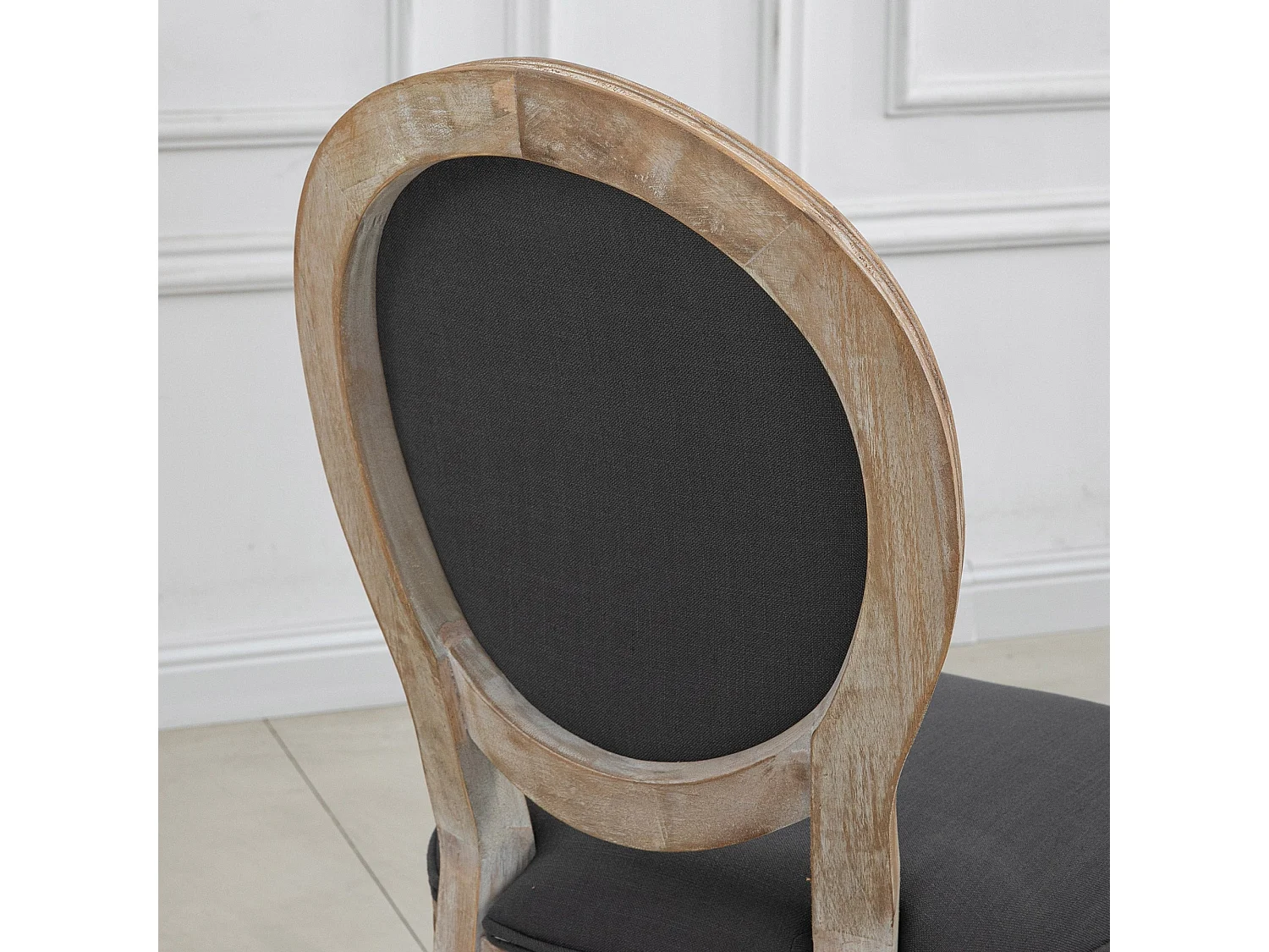Brazzi Solid Rubberwood Grey French Style Dining Chairs Set of 2