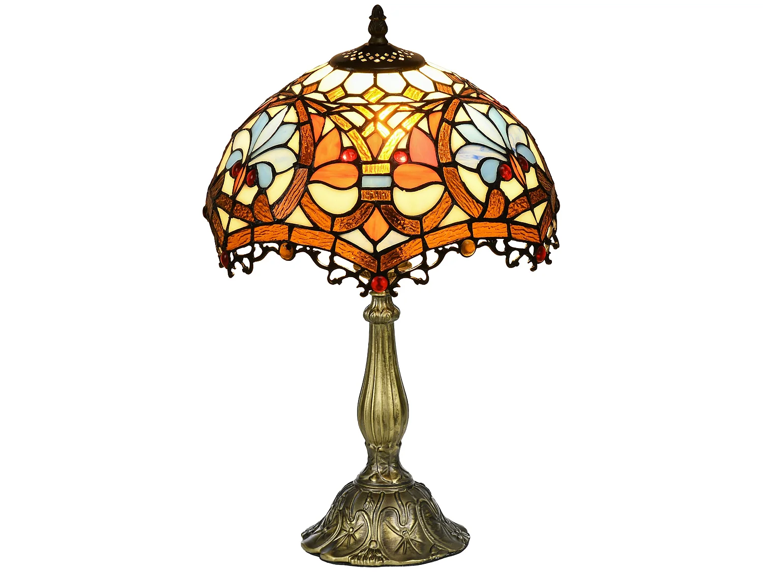 Capitti Multicoloured Stained Glass Table Lamp with Zinc Alloy Base