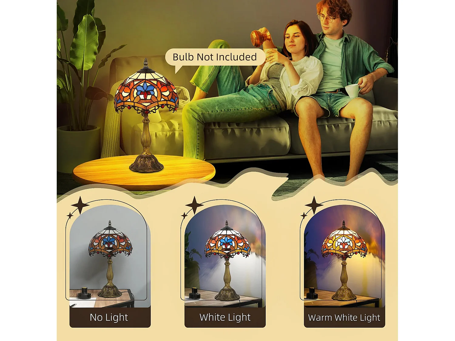 Capitti Multicoloured Stained Glass Table Lamp with Zinc Alloy Base