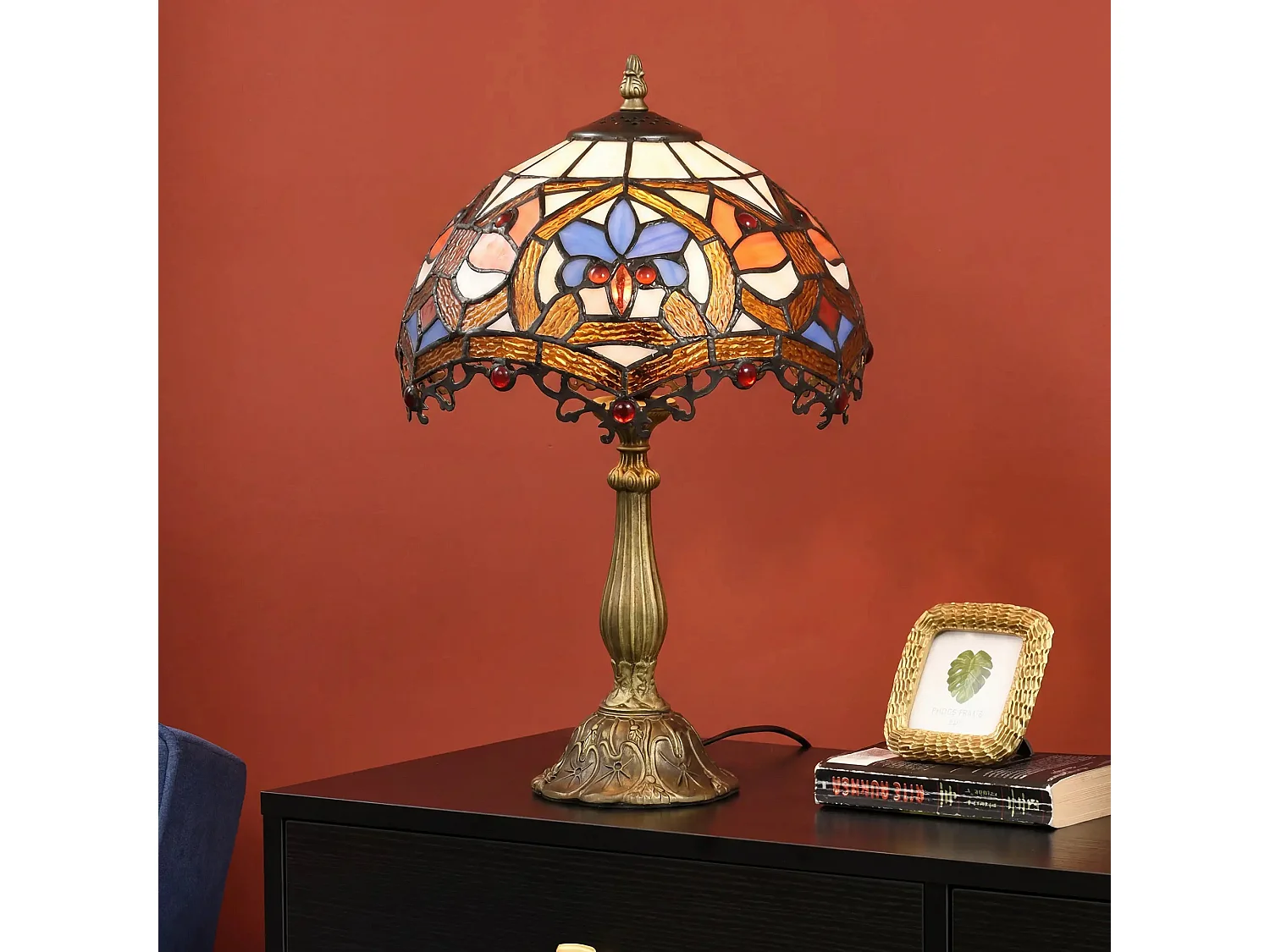 Capitti Multicoloured Stained Glass Table Lamp with Zinc Alloy Base