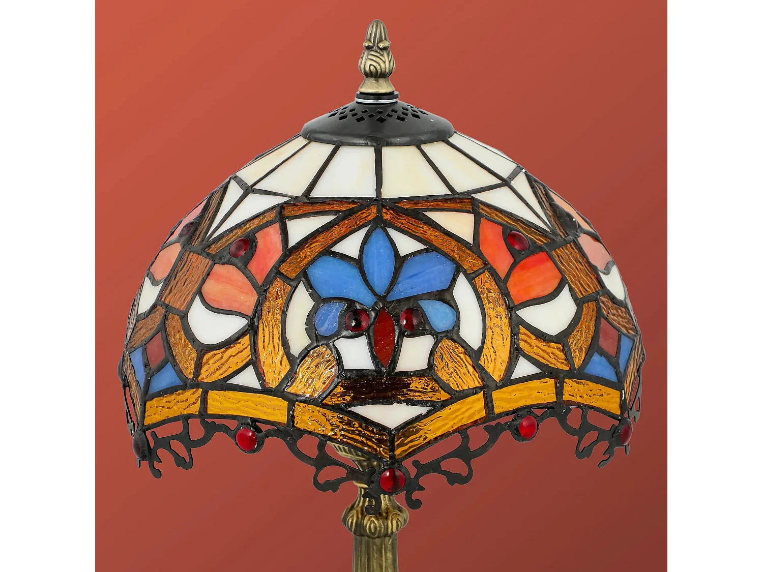 Capitti Multicoloured Stained Glass Table Lamp with Zinc Alloy Base