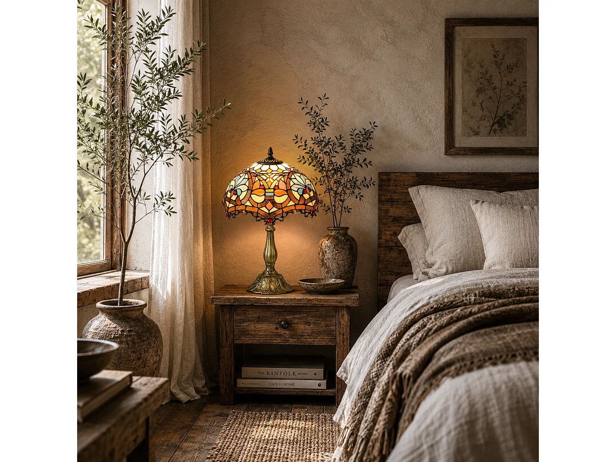 Capitti Multicoloured Stained Glass Table Lamp with Zinc Alloy Base