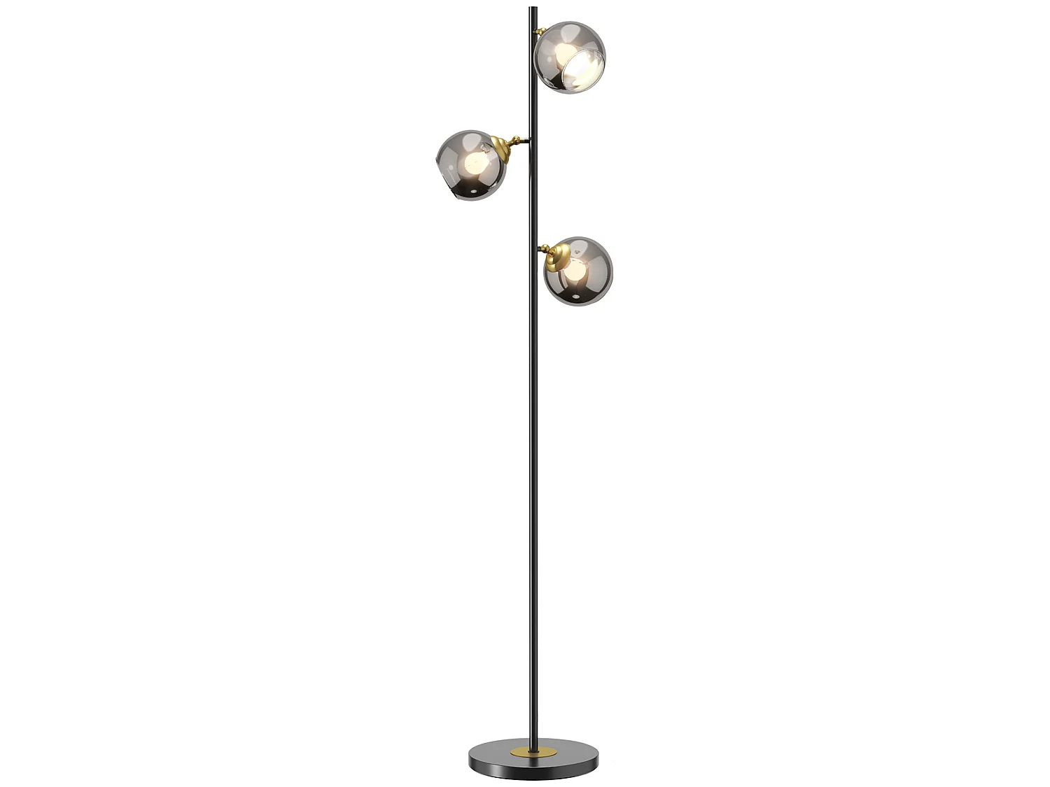 Kaviro 3 Light Tree Floor Lamp 162cm Black Grey Metal Glass Shades
