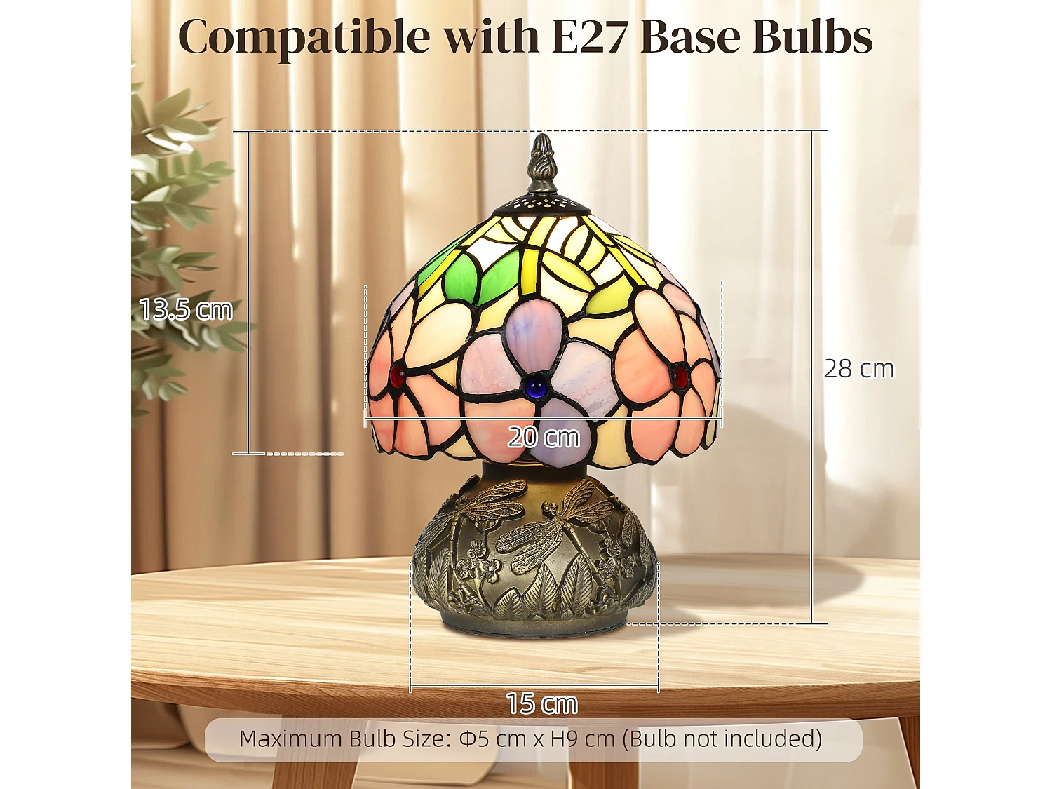 Pink Tiffany Dragonfly Table Lamp Stained Glass Shade Bronze Tone Base