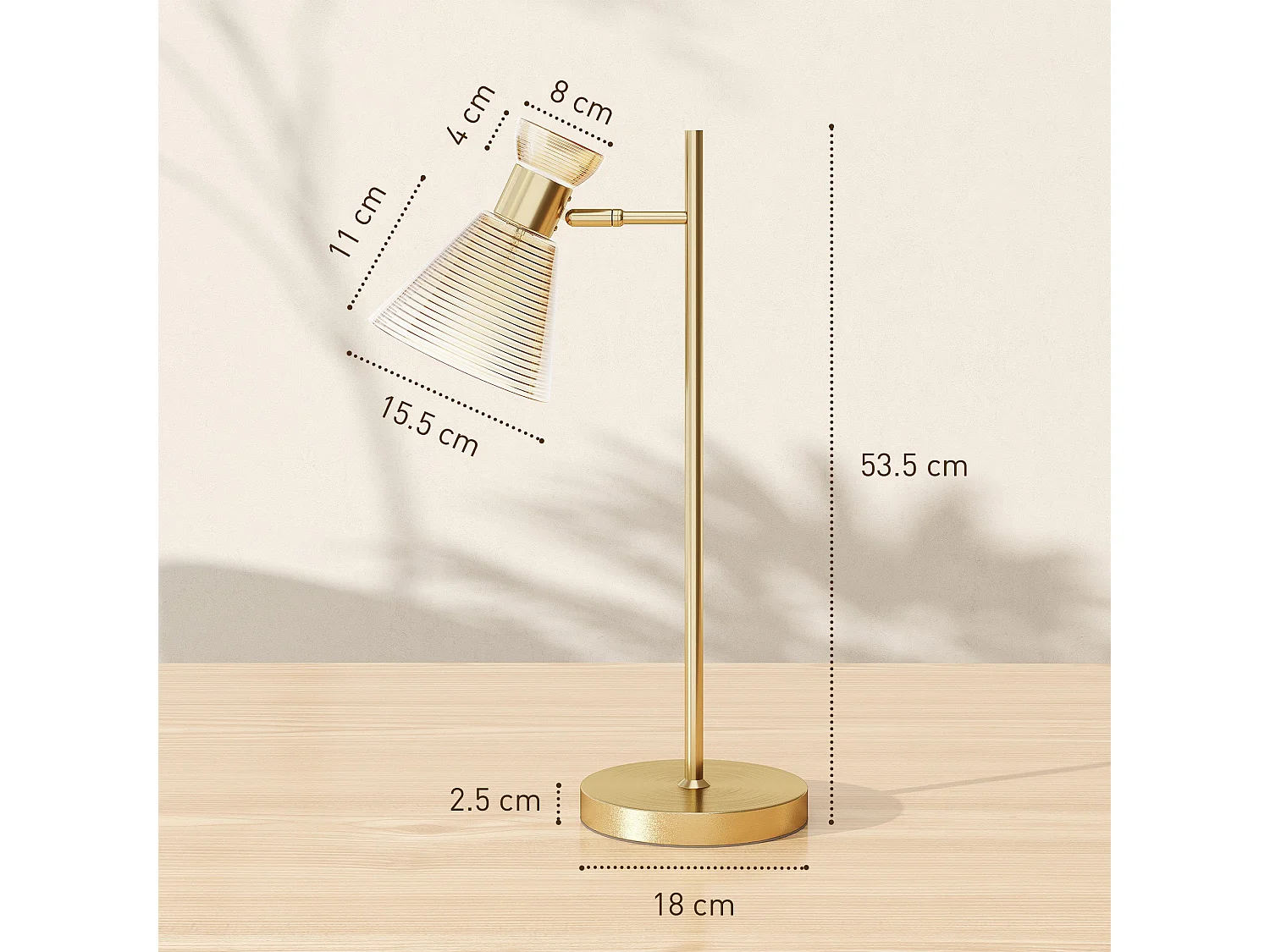 Saha Gold Tone Modern Table Lamp with Adjustable Flower Head