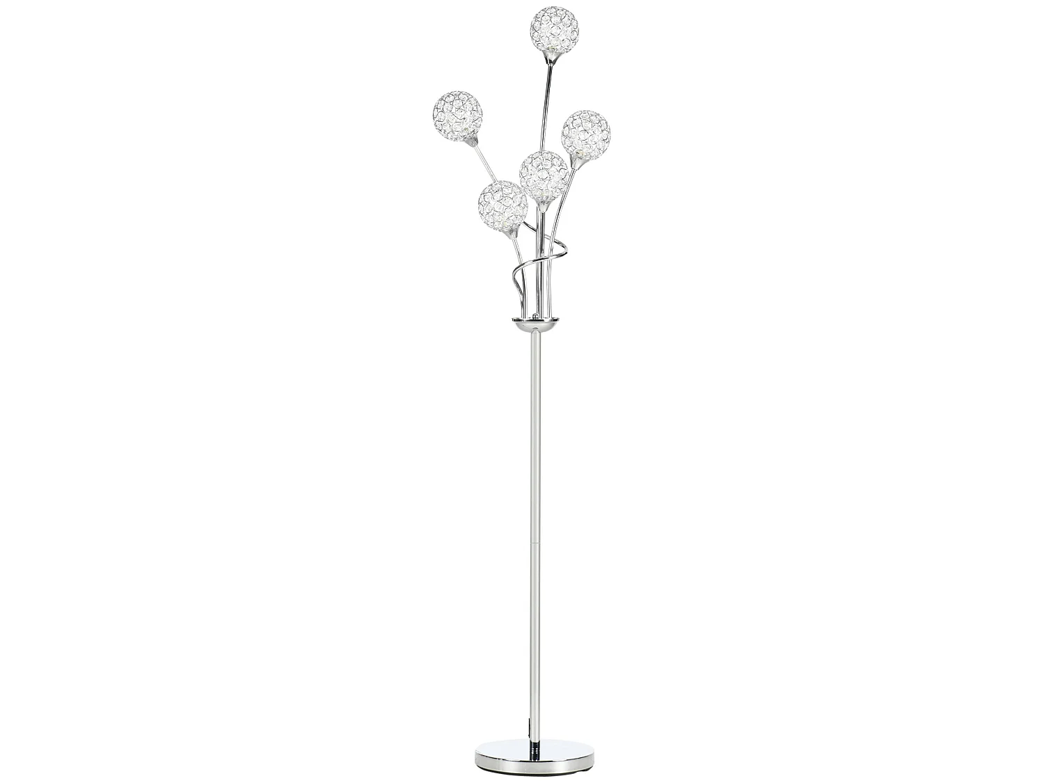 Silver Crystal Acrylic 5 Light Straight Floor Lamp 156cm