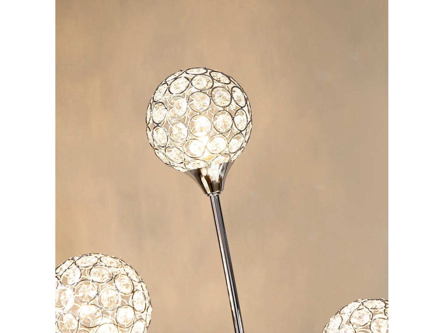 Silver Crystal Acrylic 5 Light Straight Floor Lamp 156cm