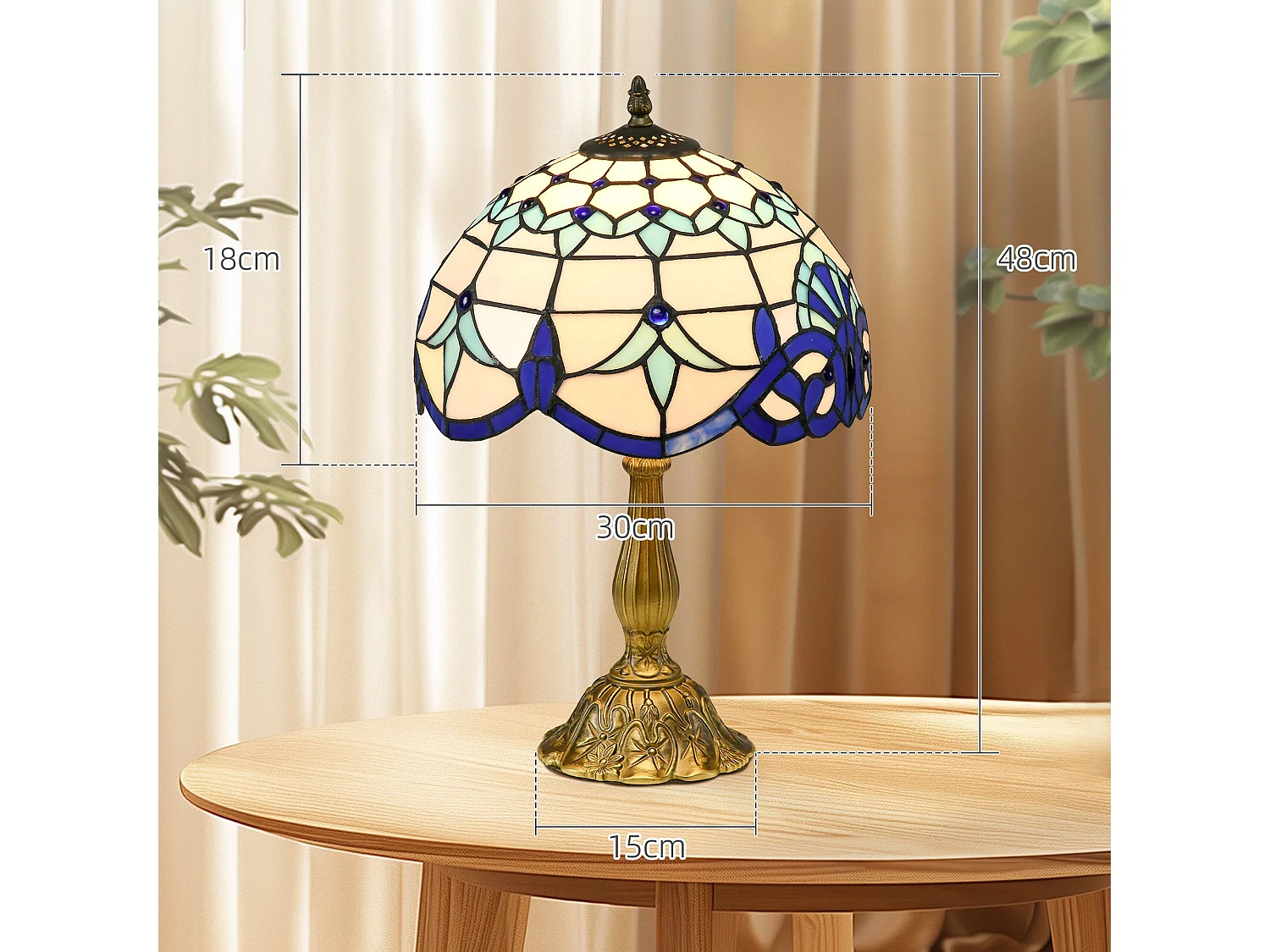 Repatto Handcrafted Blue and White Stained Glass Table Lamp Zinc Alloy Base E27