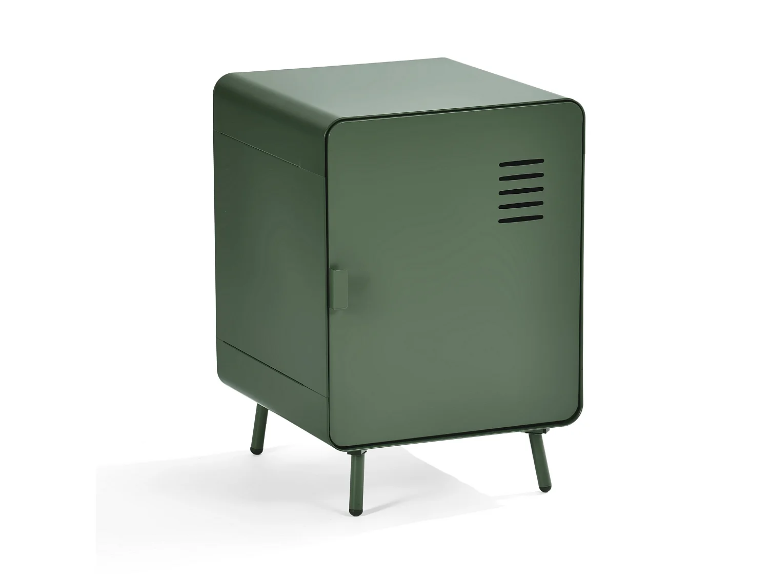 WALNUT - Table de chevet industrielle en métal 1 porte avec 2 niveaux de rangement en vert